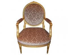 A Pair of Late 18th Century Italian Louis XVI Giltwood Marquise Armchairs - 3554700