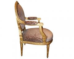 A Pair of Late 18th Century Italian Louis XVI Giltwood Marquise Armchairs - 3554711
