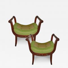 A Pair of Late French Empire Walnut Curule Benches - 3561102
