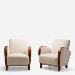 A Pair of Lounge Chairs with Birch Overlays Europe circa 1930s - 3925617