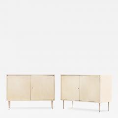 A Pair of MCM Pergamino Covered Cabinets Nightstands C 1950  - 4378995