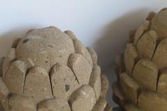 A Pair of Mexican Hand Carved Cantera Stone Artichoke Elements - 536553
