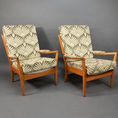 A Pair of Mid Century Beech Armchairs with Outswept Arms - 4182490