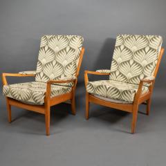 A Pair of Mid Century Beech Armchairs with Outswept Arms - 4182492