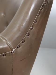 A Pair of Mid Century Finnish Armchairs in Brown Leather 1940s - 4484520