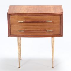 A Pair of Mid Century Modern walnut and brass night stands Circa 1955 - 3019479