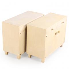 A Pair of Mid Century Parchment Covered Cabinets c 1960  - 4315399