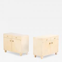 A Pair of Mid Century Parchment Covered Cabinets c 1960  - 4319027