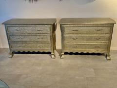 A Pair of Middle Eastern Repousse Covered 3 Drawer Chests 1960s - 4611269