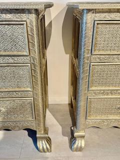 A Pair of Middle Eastern Repousse Covered 3 Drawer Chests 1960s - 4611311