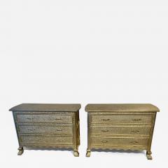 A Pair of Middle Eastern Repousse Covered 3 Drawer Chests 1960s - 4710113