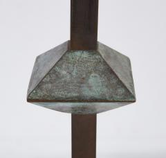 A Pair of Modernist Patinated Bronze Geometric Floor Lamps - 4715145