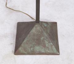 A Pair of Modernist Patinated Bronze Geometric Floor Lamps - 4715147