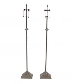 A Pair of Modernist Patinated Bronze Geometric Floor Lamps - 4715151