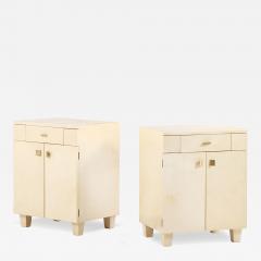 A Pair of Parchment Clad Cabinets or Nightstands C 1960  - 4643778