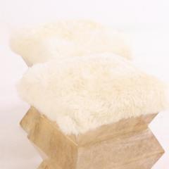 A Pair of Parchment Covered Stools of architectural form  - 4280373