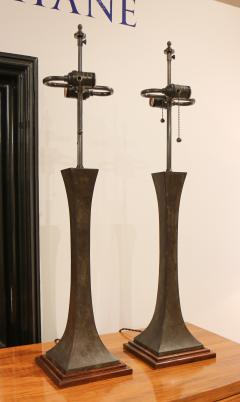 A Pair of Patinated Bronze Table Lamps USA circa 1960 - 4776181