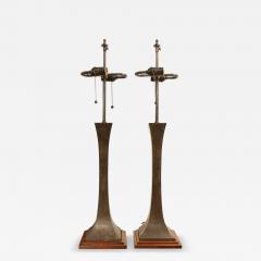 A Pair of Patinated Bronze Table Lamps USA circa 1960 - 4777532