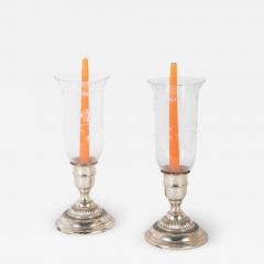 A Pair of Photophores with Engraved Hurricanes and Hallmark on Base - 2682315