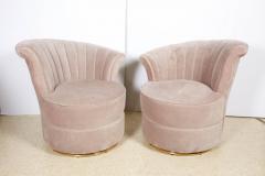 A Pair of Pink Petite Art Deco Swivel Lounge Chairs Sofas - 540634