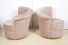 A Pair of Pink Petite Art Deco Swivel Lounge Chairs Sofas - 540637