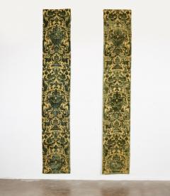 A Pair of Rare Genoese Green Cut Velvet Wall Hangings c 1580 - 4562296