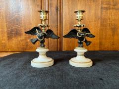 A Pair of Regency Bronze Gilt bronze Marble Candle sticks - 2629850