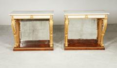 A Pair of Regency Mirrored Back Marble Top Consoles - 3705318