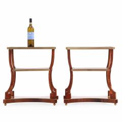 A Pair of Regency style Rosewood Leather Bronze Mounted Three Tier End Tables  - 4580939