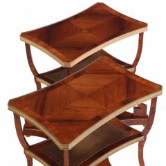A Pair of Regency style Rosewood Leather Bronze Mounted Three Tier End Tables  - 4580942