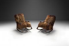 A Pair of Rocking Chairs in Longhair Sheepskin Europe 1960s - 4057382