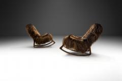 A Pair of Rocking Chairs in Longhair Sheepskin Europe 1960s - 4057383