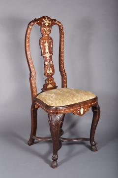 A Pair of Rococo Bone Inlaid Tall Back Chairs Italian ca 1750 - 151562