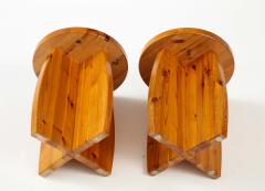 A Pair of Scandinavian Pine Stools or Side Tables Circa 1970s - 2801274