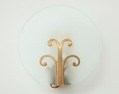 A Pair of Swedish Grace Frosted Glass and Brass Sconces Circa 1930s - 971130