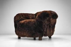 A Pair of Swedish Modern Club Chairs in Longhair Sheepskin Sweden 1930s - 3949162