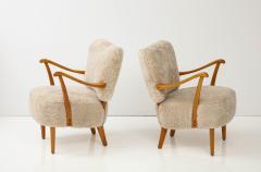 A Pair of Swedish Modern Sheepskin Upholstered Armchairs Circa 1940 50 - 3259626