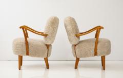 A Pair of Swedish Modern Sheepskin Upholstered Armchairs Circa 1940 50 - 3259628