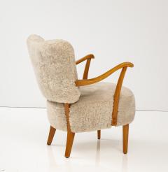 A Pair of Swedish Modern Sheepskin Upholstered Armchairs Circa 1940 50 - 3259631