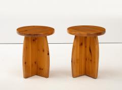 A Pair of Swedish Pine Side Table or Stools Circa 1970s - 3841936