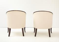 A Pair of Swedish Stained Birch Barrel Back Armchairs Circa 1940s - 4348390