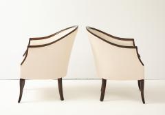 A Pair of Swedish Stained Birch Barrel Back Armchairs Circa 1940s - 4348391
