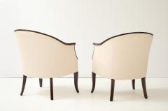 A Pair of Swedish Stained Birch Barrel Back Armchairs Circa 1940s - 4348392
