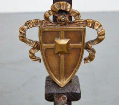 A Pair of Tall Gilded Age Bronze Shield Andirons - 3463650