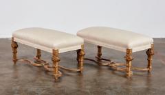 A Pair of Upholstered Giltwood Benches - 4559376