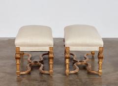 A Pair of Upholstered Giltwood Benches - 4559377