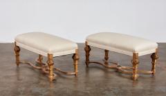 A Pair of Upholstered Giltwood Benches - 4559381