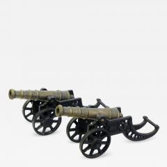 A Pair of Victorian Brass Ornamental Signal Cannons on Cast Iron Carriages - 1179095