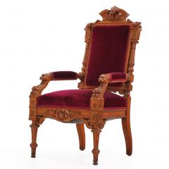 A Pair of Victorian Substantially Carved Oak Armchairs C 1870  - 4440891