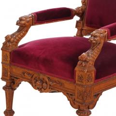 A Pair of Victorian Substantially Carved Oak Armchairs C 1870  - 4440892